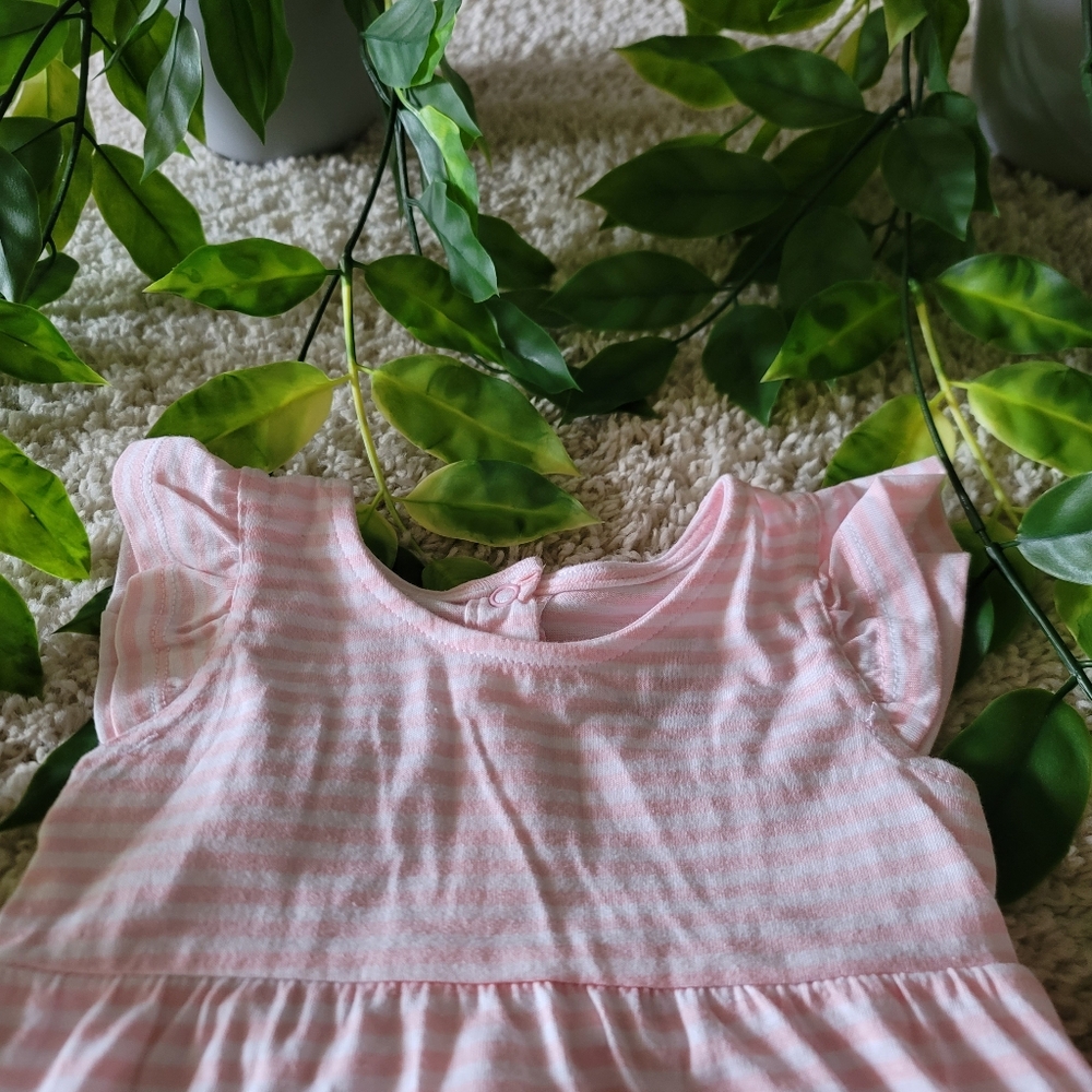 Baby Girl Pink Striped Romper + Headband (12-18 Months) - Picture 4 of 5